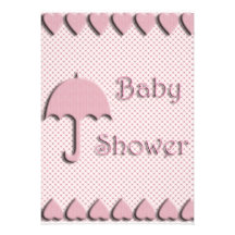 Pink Hearts Baby Shower Custom Invitations