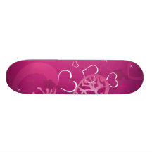 Pink Hearts Collage Skateboard Deck