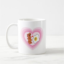 Pink Hearts for  Valentine: Bacon and Eggs in Love Mug