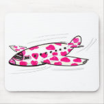 Pink Hearts Love Plane Mouse Pad
