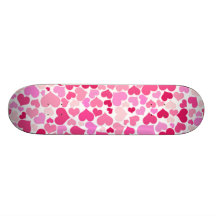 Pink hearts pattern skateboard decks