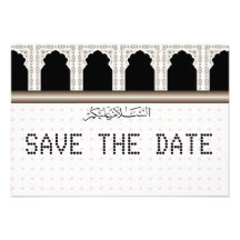 Pink Hearts telegram Muslim Save the Date Custom Invitations