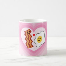 Pink Hearts Valentine: Bacon & Eggs Coffee Mugs