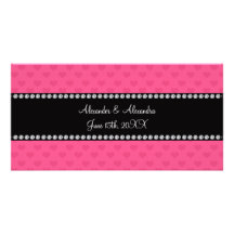 Pink hearts wedding favors photo cards