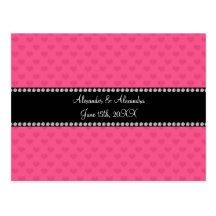 Pink hearts wedding favors postcards