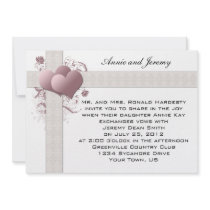 Pink Hearts Wedding Invitation