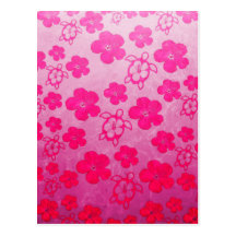 Pink Hibiscus And Honu Turtles Post Card