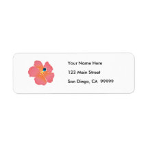 Pink Hibiscus Blossom Labels