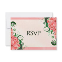 Pink Hibiscus Elegant RSVP Response Card Invites