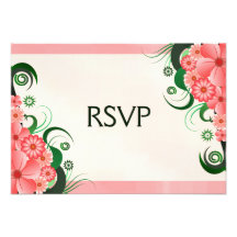 Pink Hibiscus Elegant RSVP Response Card Invites