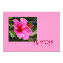 Pink Hibiscus RSVP Cards Personalized Invitation