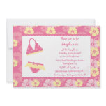 Pink hibiscus swimming birthday party invitation