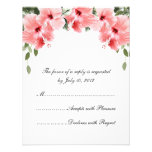 Pink Hibiscus Wedding RSVP Cards Invite