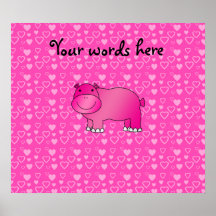 Pink hippo hearts valentine posters