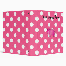 Pink hippo pink polka dots vinyl binders