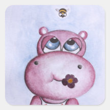 Pink Hippo Sticker