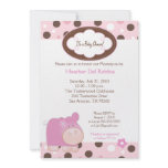 Pink Hippo Trendy Dot Baby Shower Invitation 5x7