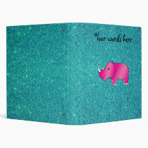 Pink hippo turquoise glitter 3 ring binders