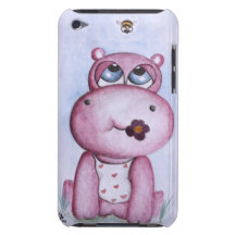 Pink Hippo with Bee iPod Touch Case