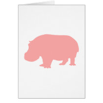 Pink Hippopotamus Greeting Cards