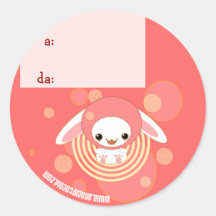 pink hooded bunny sticker