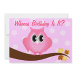 Pink Hoot Owl Birthday Party Invitation