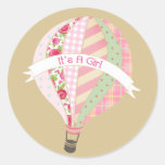 Pink Hot Air Balloon It's A Girl Sticker