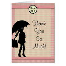 Pink Houndstooth Shower Thank You : Card