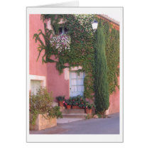 Pink House with Blue Door Greeting Card