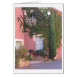 Pink House with Blue Door Greeting Card