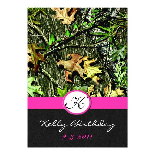Pink Hunting Camo Birthday Party Invitations
