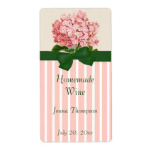 Pink Hydrangea Homemade Wine Label