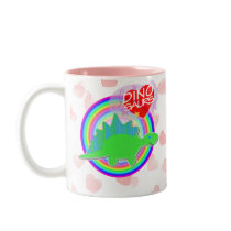 Pink I love Dinosaurs with Hearts Cartoon Name Mug