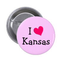 Pink I Love Kansas buttons