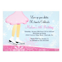 Pink Ice Skating Birthday Party Invitation