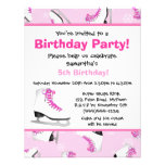 Pink Ice Skating Birthday Party Custom Announcements