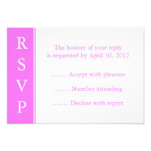Pink Invitation or Event RSVP Reply Cards