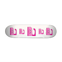 Pink Iron Cartoon. On White. Skate Board Decks