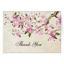 Pink Japanese Cherry Blossoms Thank You Cards