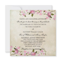 Pink Japanese Cherry Blossoms Wedding Personalized Announcement
