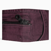Pink Jean Zipper Pocket Vinyl Binder