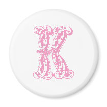 Pink K Monogram Letter Magnet