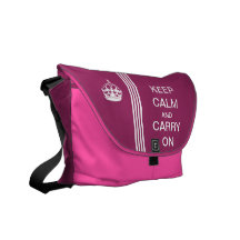 Pink KEEP CALM AND CARRY ON Monogram Racing Stripe Commuter Bag