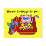 Pink kitten birthday postcards