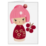 Pink Kokeshi Triplet Card