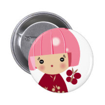Pink Kokeshi Triplet Close Up Pin