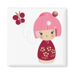 Pink Kokeshi Triplet Magnet