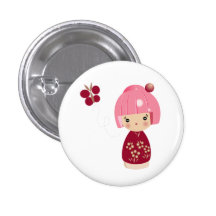 Pink Kokeshi Triplet Pin
