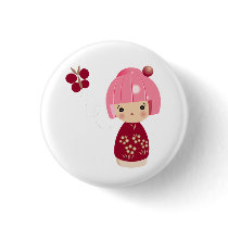 Pink Kokeshi Triplet Pin
