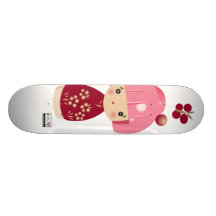 Pink Kokeshi Triplet Skateboard